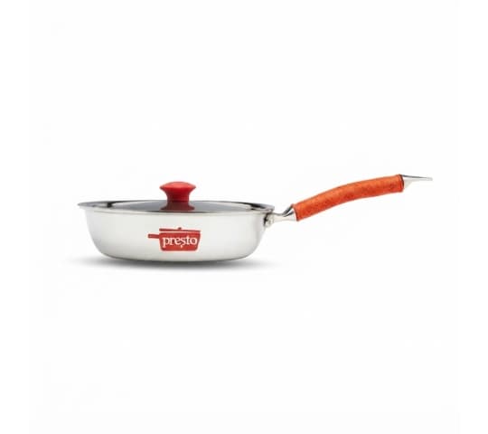 Presto Triply Stainless Steel Fry Pan 22cm | Induction Base Cookware for Gas & Induction