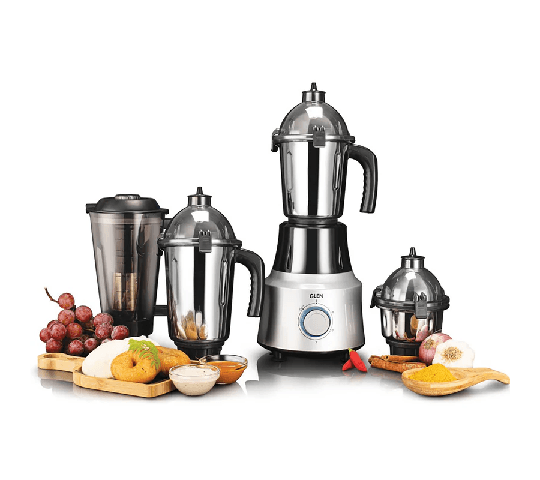 GLEN Ultra Tuff Mixer Grinder 1000W with 1 Transparent Jar & 3 Stainless Steel Jars – 4031 PLUS