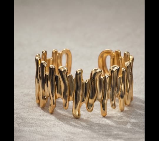 Gold Molten Drip Cuff Bracelet – Luxury Open Cuff for Women