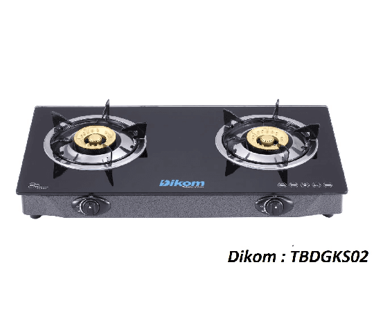 Dikom Auto Ignition 2 Burner Glass Top Gas Stove TBGDKS02 – Stylish & Efficient Kitchen Cooktop