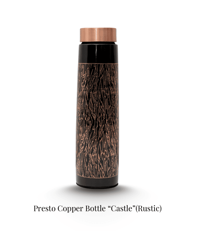 Presto Copper Bottle "Castle" (Rustic) | Pure Handmade Copper Water Bottle- Weight 0.220 kg, Height 253mm and Weight 70 mm… — thumbnail 3 of 3