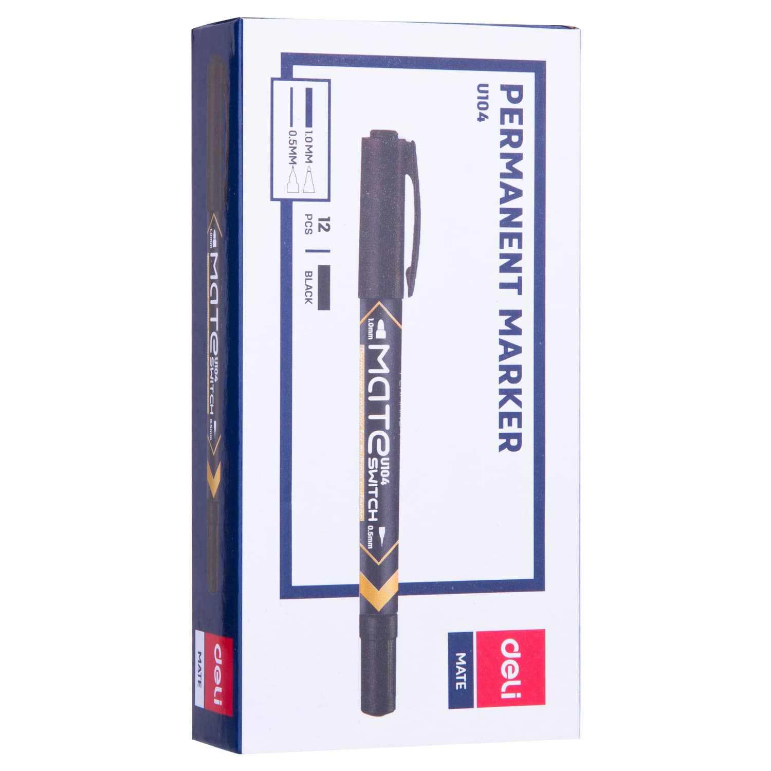 Deli Deli EU10420 Permanent Marker Dual Tip 0.5mm & 1.0mm Waterproof Black Marker | Quick-Dry Low Odor Ink stationary, toys… — thumbnail 3 of 5