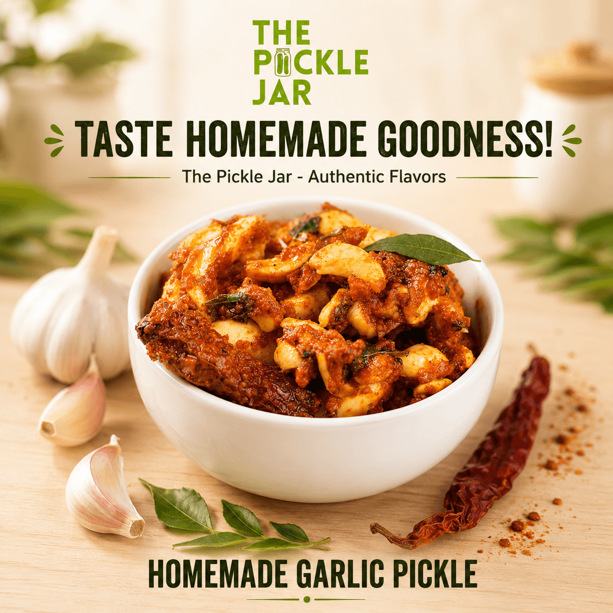 The Pickle Jar Homemade Garlic Pickle 250g Jar – Traditional Garlic Achar