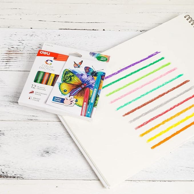 Deli Deli EC20000 Plastic Crayons Triangular Shape 12 Shades Multicolor | Easy Grip Non-Toxic Coloring Crayons for Kids… — thumbnail 2 of 5