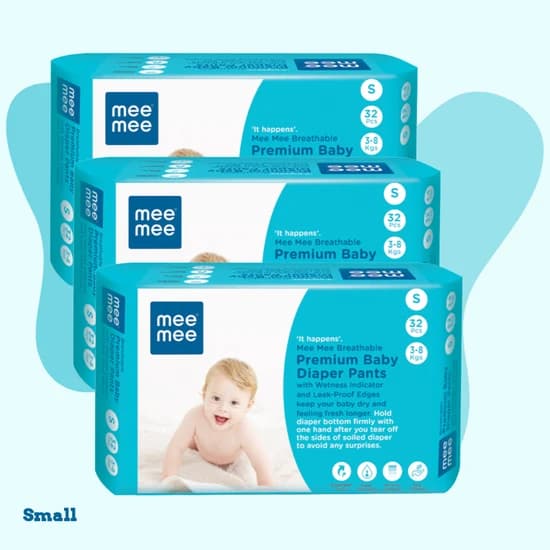 Mee Mee Mee Mee Breathable Premium Baby Diaper Pants with Wetness Indicator & Leak-Proof Edges (Small, 32 Pcs) pharmacy,… — thumbnail 2 of 10