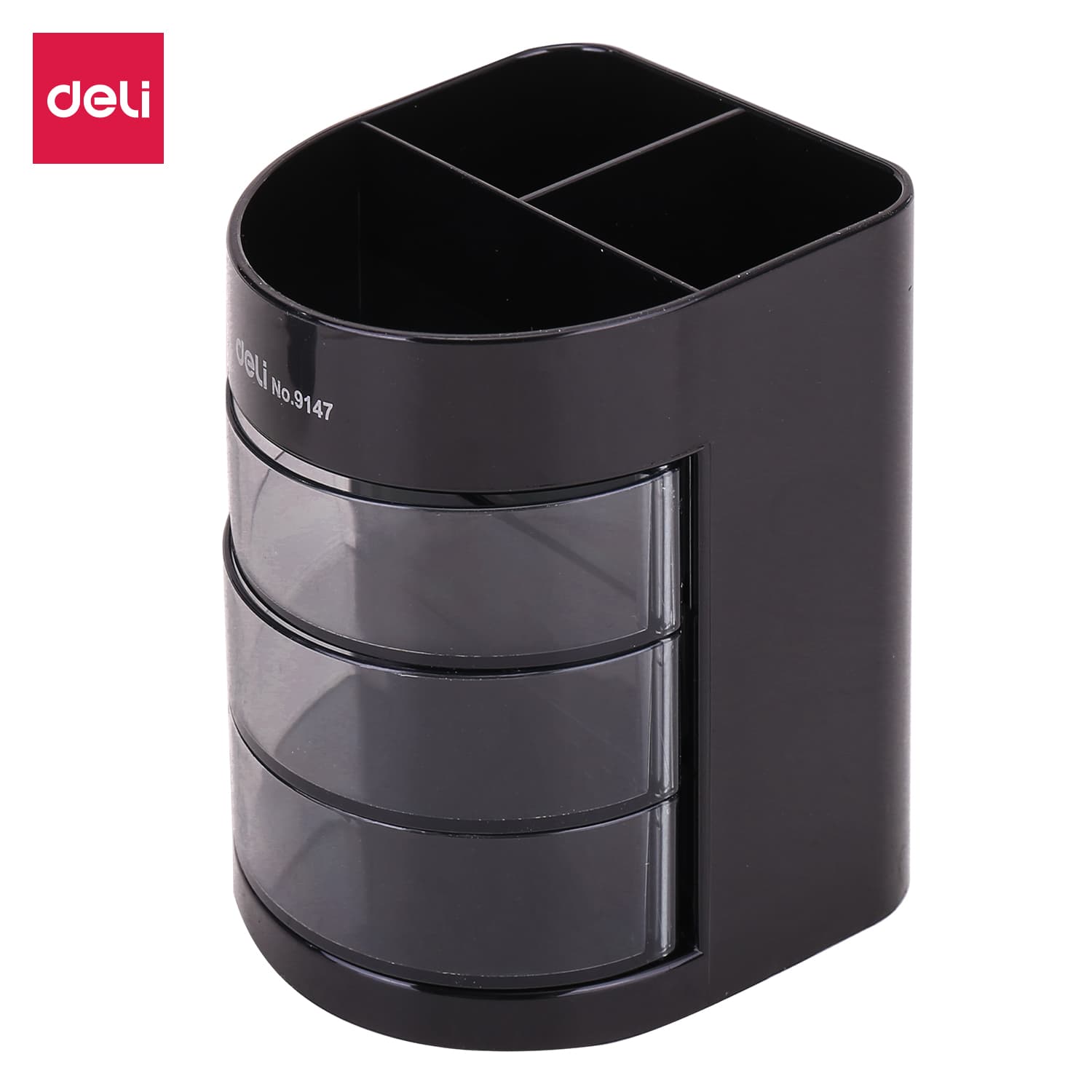 Deli Deli E9147 Pen Holder | 6-Compartment Desk Organizer with Rotating Drawers stationary, toys & sports — thumbnail 4 of 5