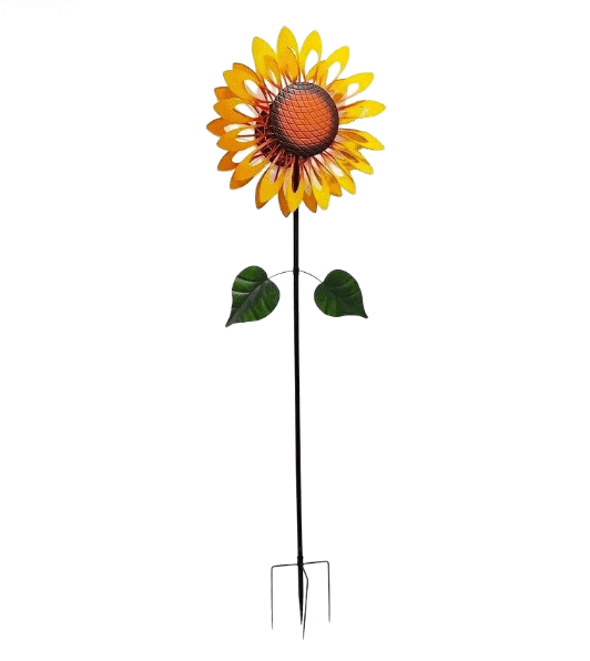 Senwell Sunflower Wind Spinner with Solar Light Outdoor Metal Garden Decor #36AB