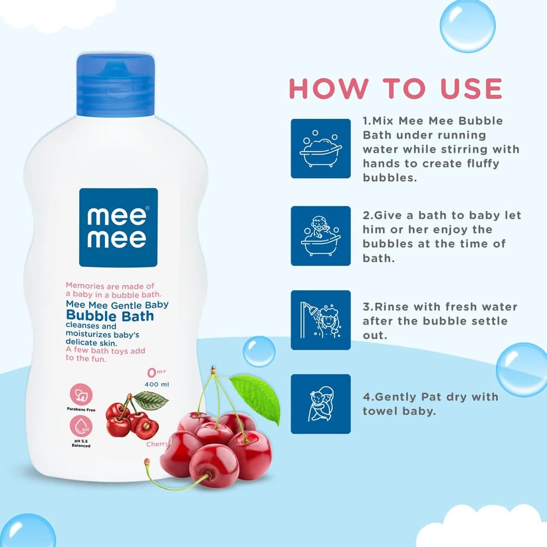 Mee Mee Mee Mee Body Wash 400ml – Cherry & Fruit Extracts, Tear-Free Mild Bubble Bath daily essentials & lifestyle — thumbnail 3 of 7