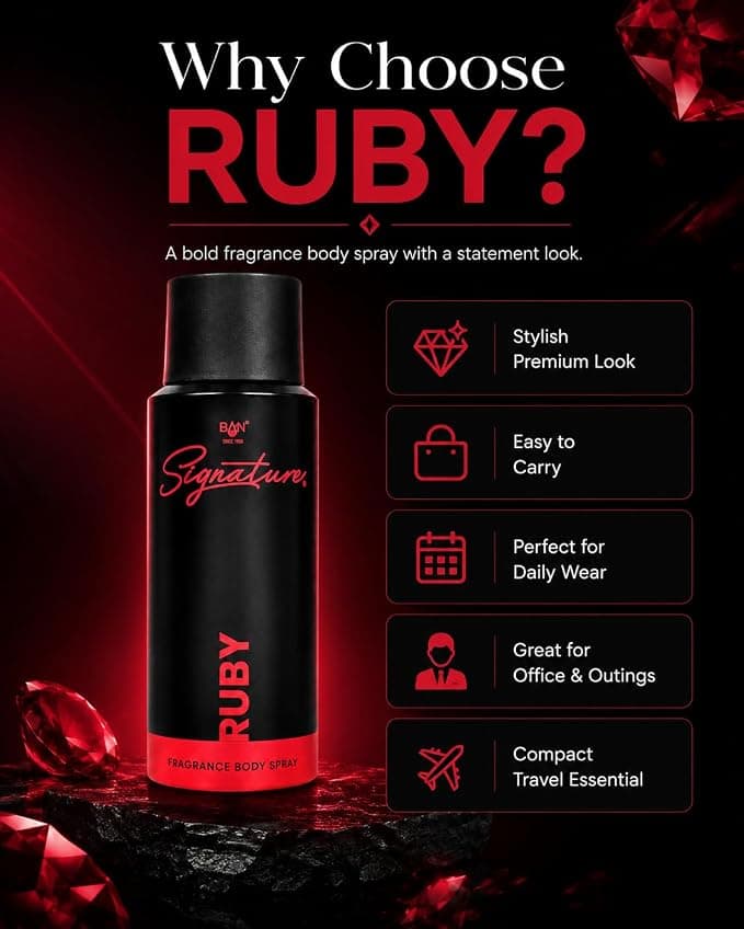 Signature SIGNATURE RUBY Deodorant Spray for Women 150ML | Long Lasting Floral Fruity Fragrance Body Spray | Premium Luxury… — thumbnail 6 of 9