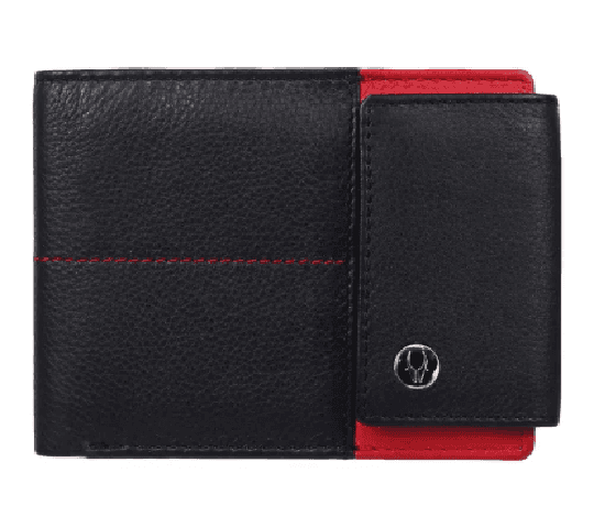 WildHorn Nepal RFID Protected Genuine Leather Wallet for Men – Premium Black & Red Slim Leather Wallet (WH 500 BLK&RED)