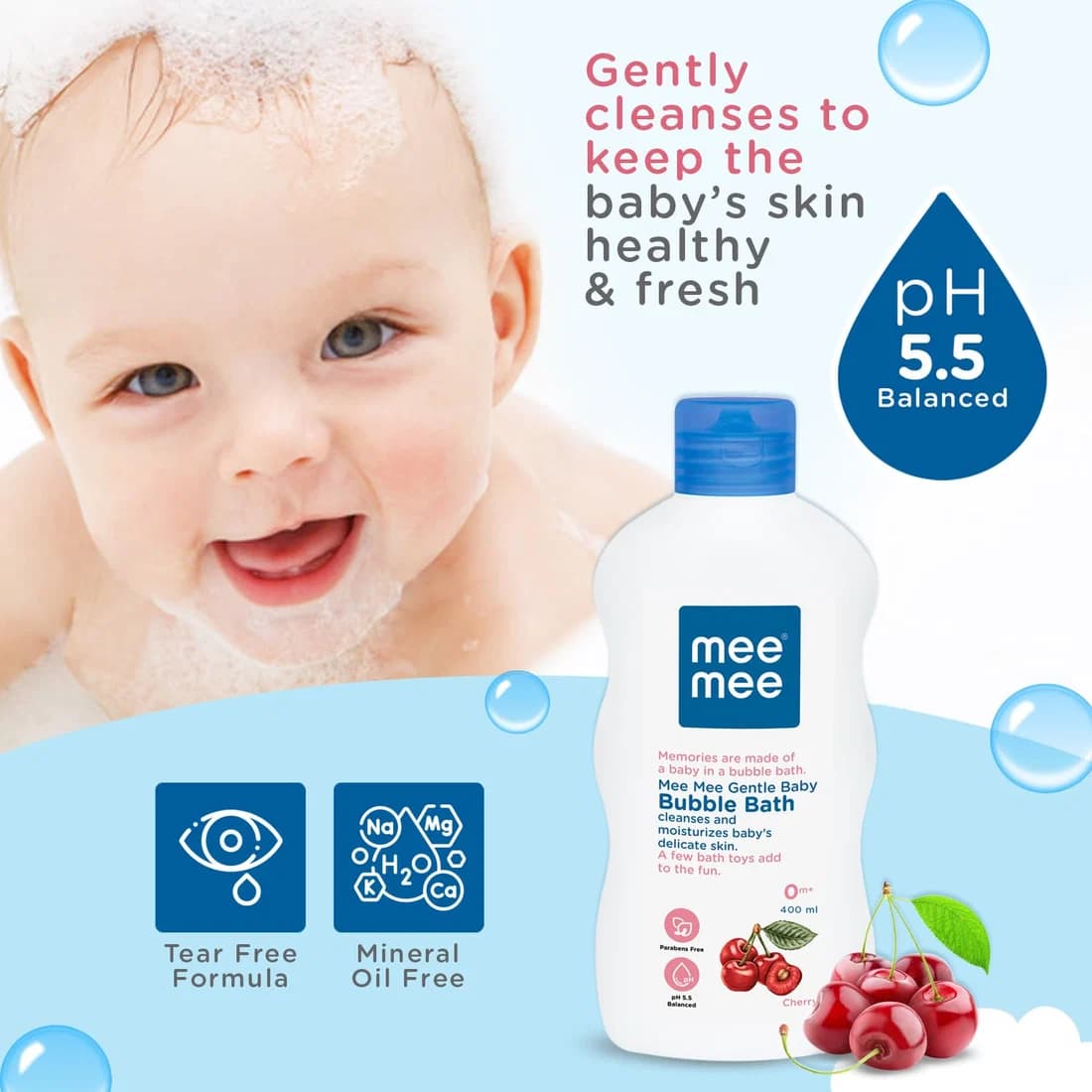 Mee Mee Mee Mee Body Wash 400ml – Cherry & Fruit Extracts, Tear-Free Mild Bubble Bath daily essentials & lifestyle — thumbnail 6 of 7