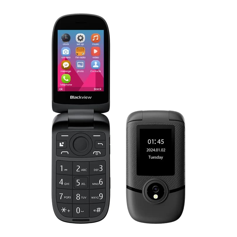 Blackview N2000 Flip 2.8" + 1.77" Display Unisoc T107 1500mAh Dual SIM 4G Cell Phone