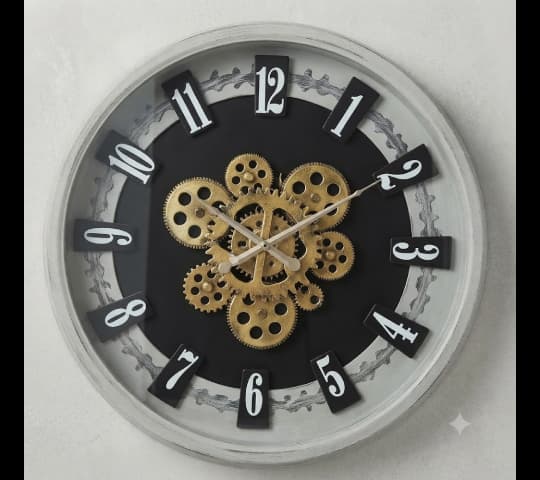 Industrial Steampunk Gear Wall Clock | Vintage Metal Decorative Clock for Home & Office