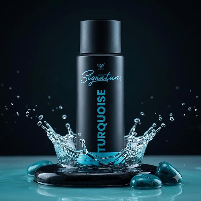 SIGNATURE TURQUOISE Deodorant Spray for Men 150ML | Long Lasting Amber Spicy Fragrance Body Spray | Lemon, Bergamot, Leather & Tobacco Notes