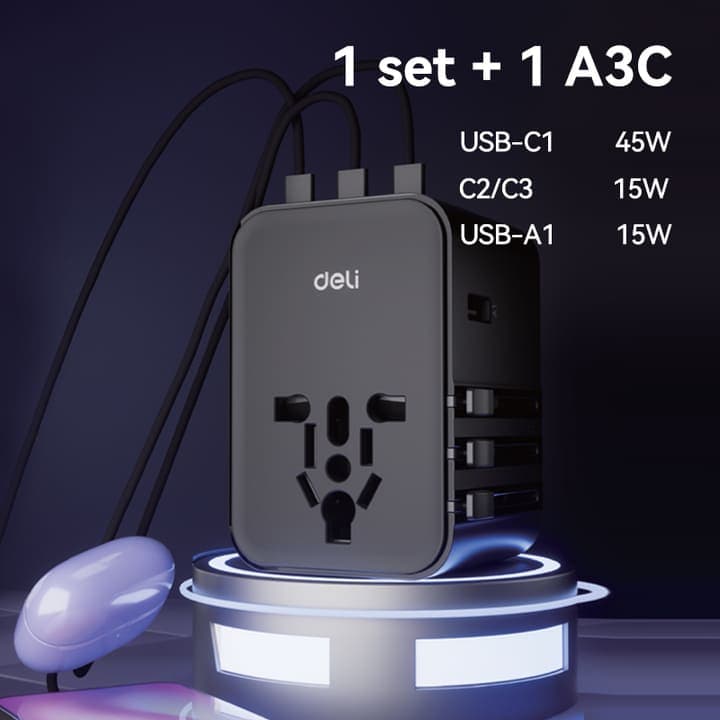 DELI Deli ET767 45W Travel Adaptor electronics — thumbnail 2 of 3