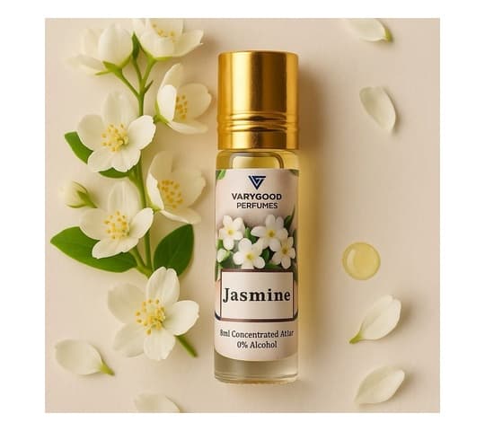 Jasmine Attar Roll On – 8ml attar, VaryGood Perfumes, Alcohol-Free Concentrated Perfume for Men & Women | Long Lasting Natural Floral Fragrance