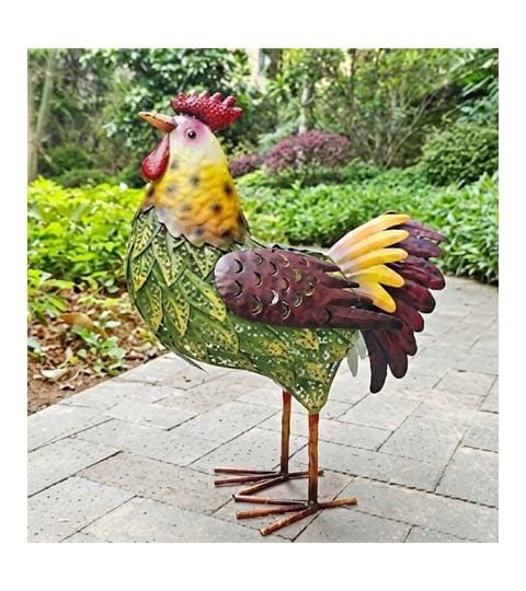 Senwell Metal Hen with LED Solar Light Garden Decor Statue #053