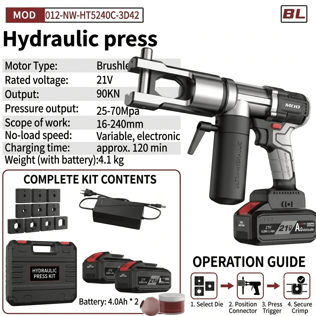 NANWEI NW-3D42-B Hydraulic Press Tool – Cordless Electric Crimping Machine