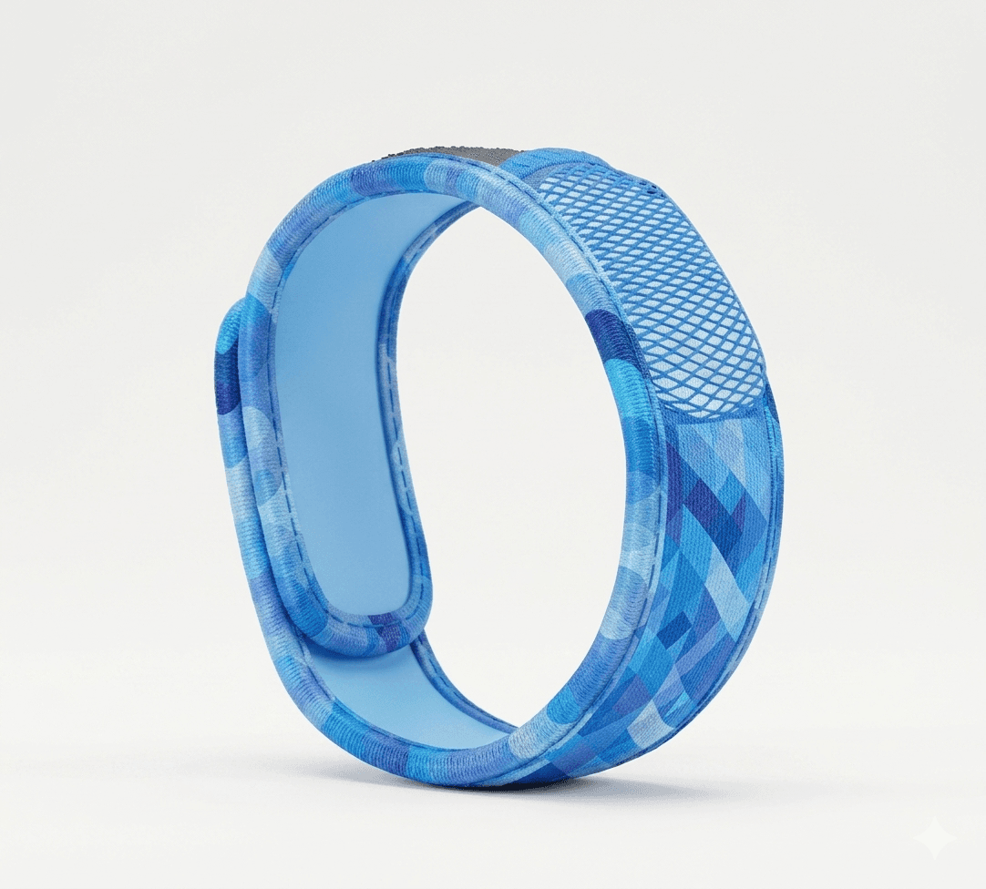 PARA'KITO Wristband Deep Blue (FNGWB1ENG59) – Mosquito Repellent Adjustable Wristband for Adults, Natural DEET-Free Protection, Waterproof Refillable Outdoor Band