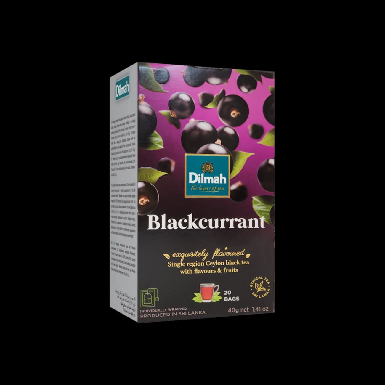 Dilmah Dilmah Black Currant Flavoured Tea – 20 Tea Bags | Premium Ceylon Black Tea daily essentials & lifestyle — thumbnail 3 of 6