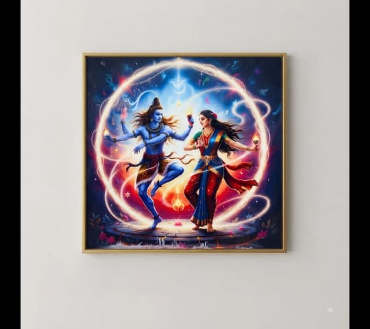 Lord Shiva Parvati Shiv Shakti Tandava Framed Wall Art
