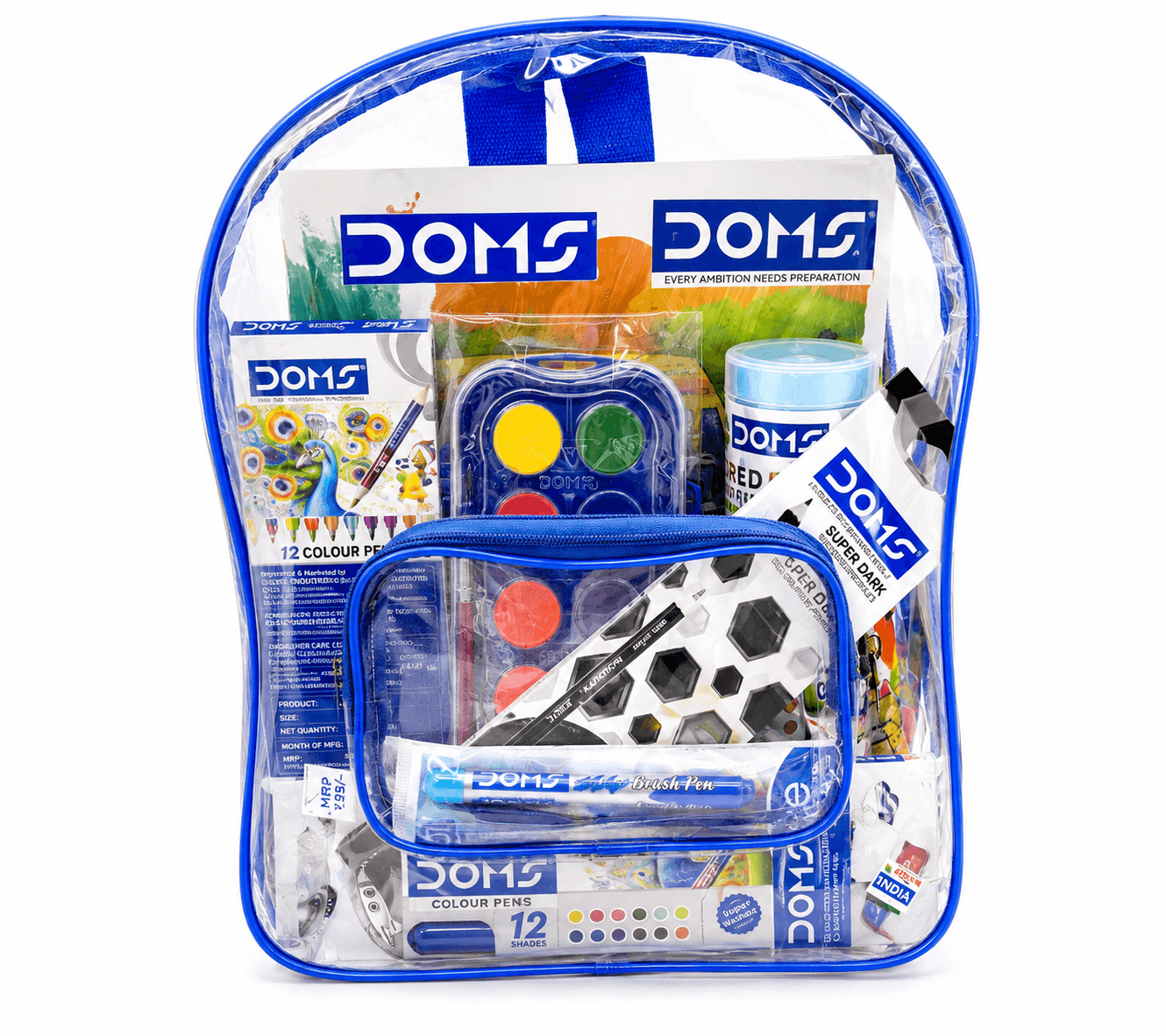 DOMS Smart Kit School Art & Stationery Set with Transparent Backpack for Kids