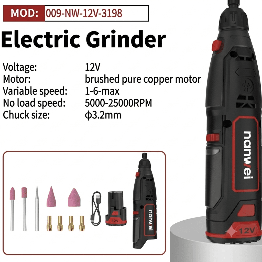 NANWEI NW-3198-S Electric Drill – 20V Cordless Brushless Drill Driver