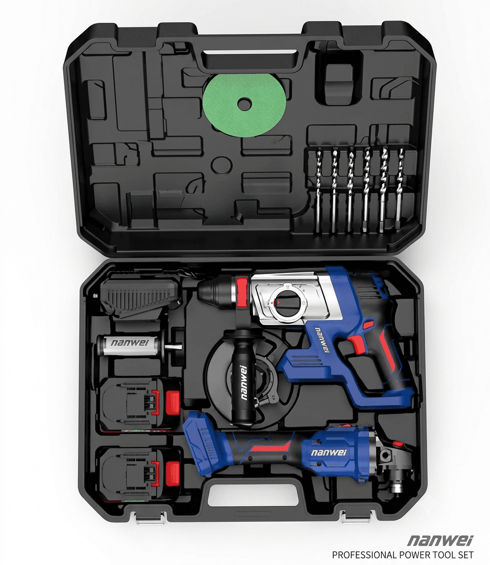 NANWEI NW-TS8-C Drill & Grinder Set – 20V Cordless Power Tool Combo Kit