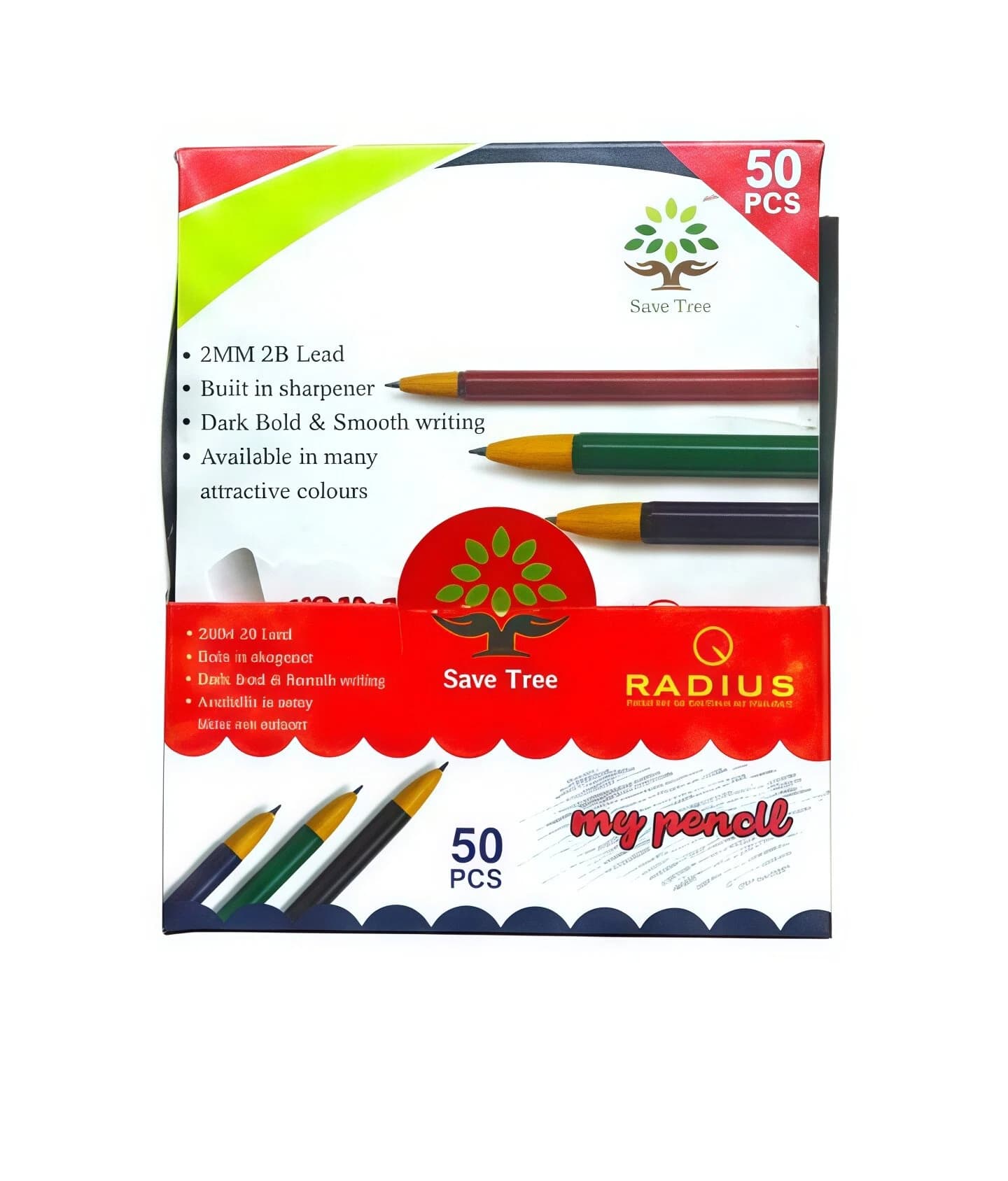 Radius My Pencil 50 PCS Box Pack | Smooth Writing 2B Mathematical Pencil