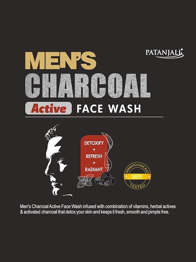 Patanjali Men's Charcoal Active Face Wash 100gm | Deep Cleansing Oil Control Face Wash daily essentials & lifestyle — thumbnail 4 of 4