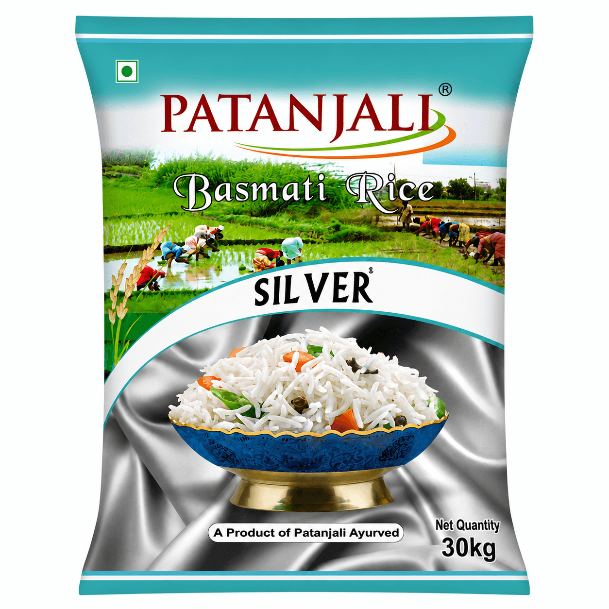 Patanjali Silver Basmati Rice 30KG Premium Long Grain Aromatic Rice