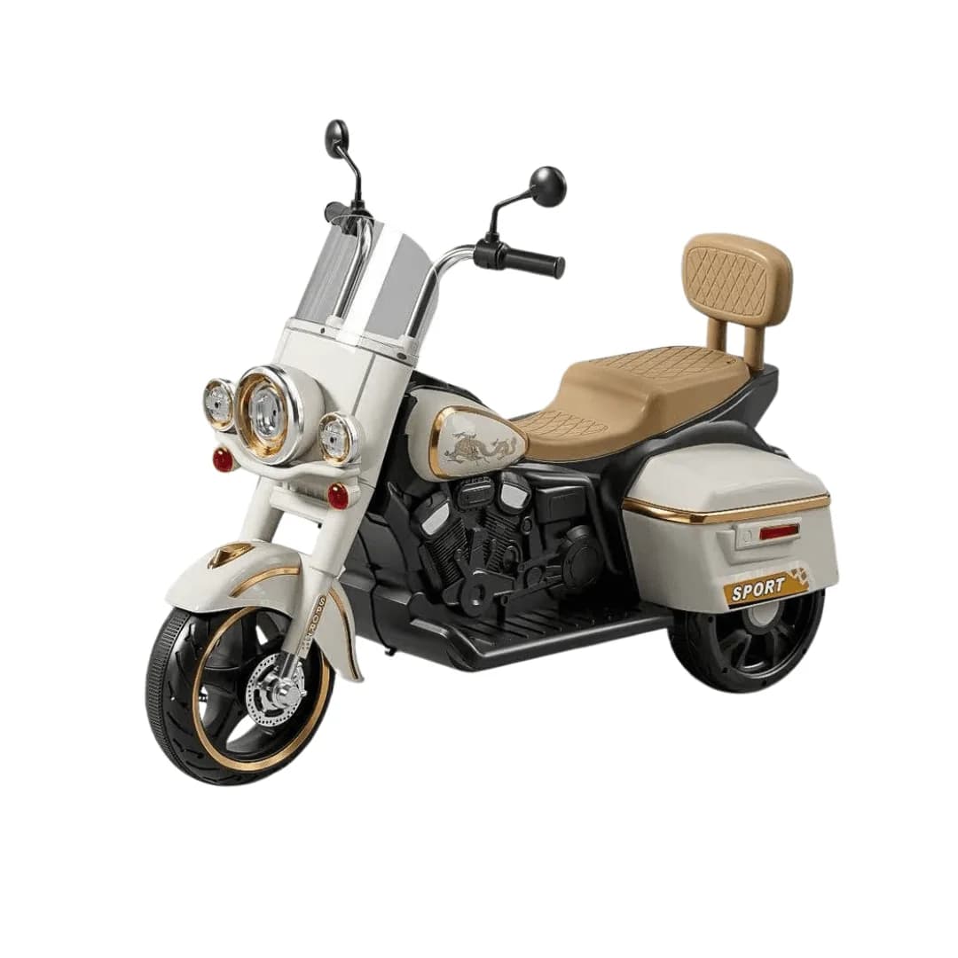 Classic Cruiser Electric Ride-on Motorcycle for Kids with Lights, Music & Storage