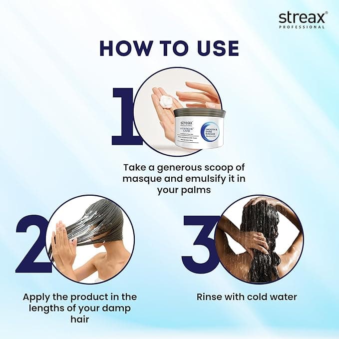 No Brand Streax Professional Vitariche Care Smooth & Shine Masque for Dry Hair – Deep Nourishing Hair Mask with Fresh… — thumbnail 4 of 6