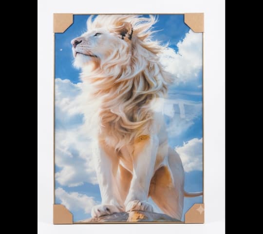 White Lion Canvas Wall Art – Framed Wildlife Print