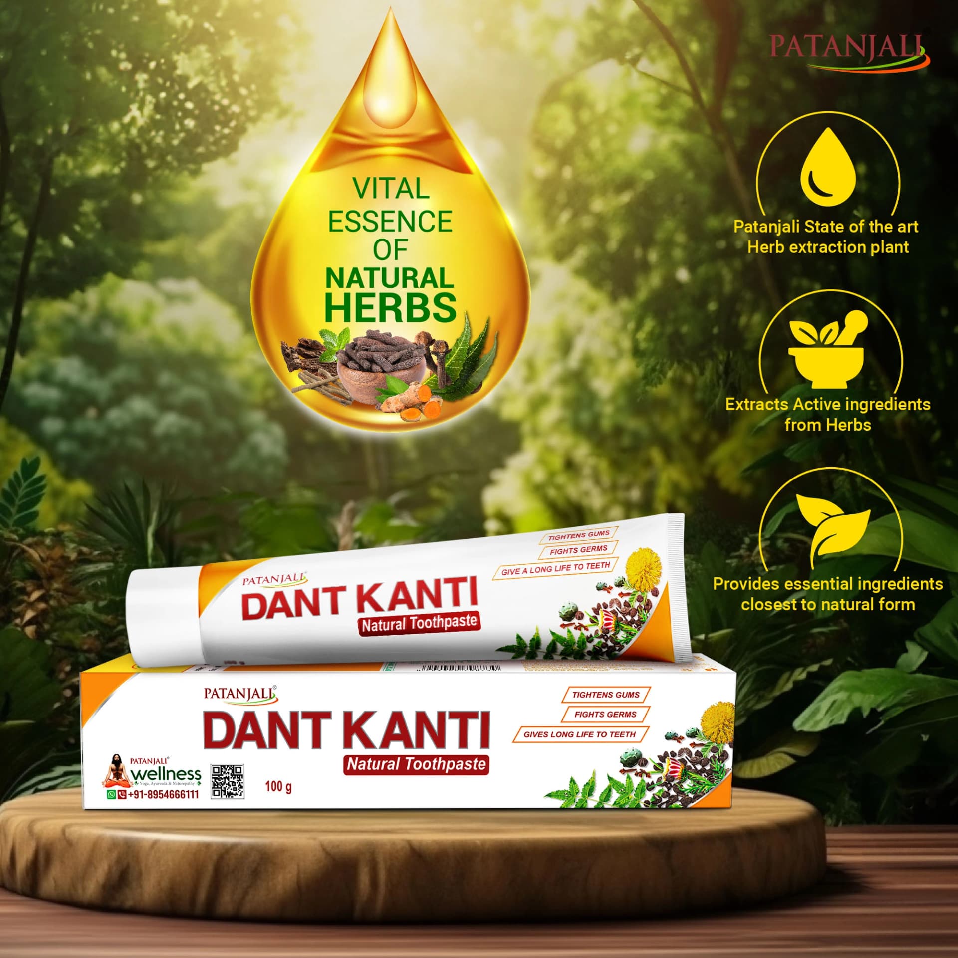 Patanjali Patanjali Dant Kanti Natural Toothpaste 100gm | Ayurvedic Herbal Toothpaste for Healthy Teeth & Gums daily… — thumbnail 6 of 8