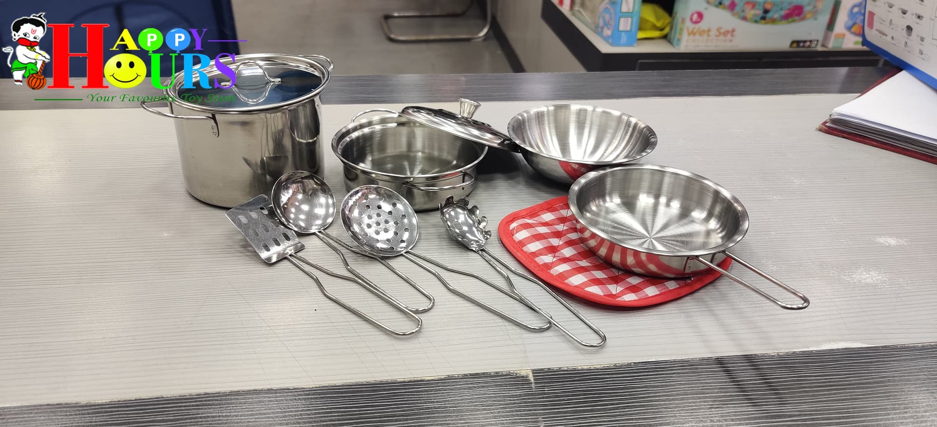 Happy Hours HappyHours Stainless Steel Kitchen Set Kids Pretend Play stationary, toys & sports — thumbnail 2 of 2