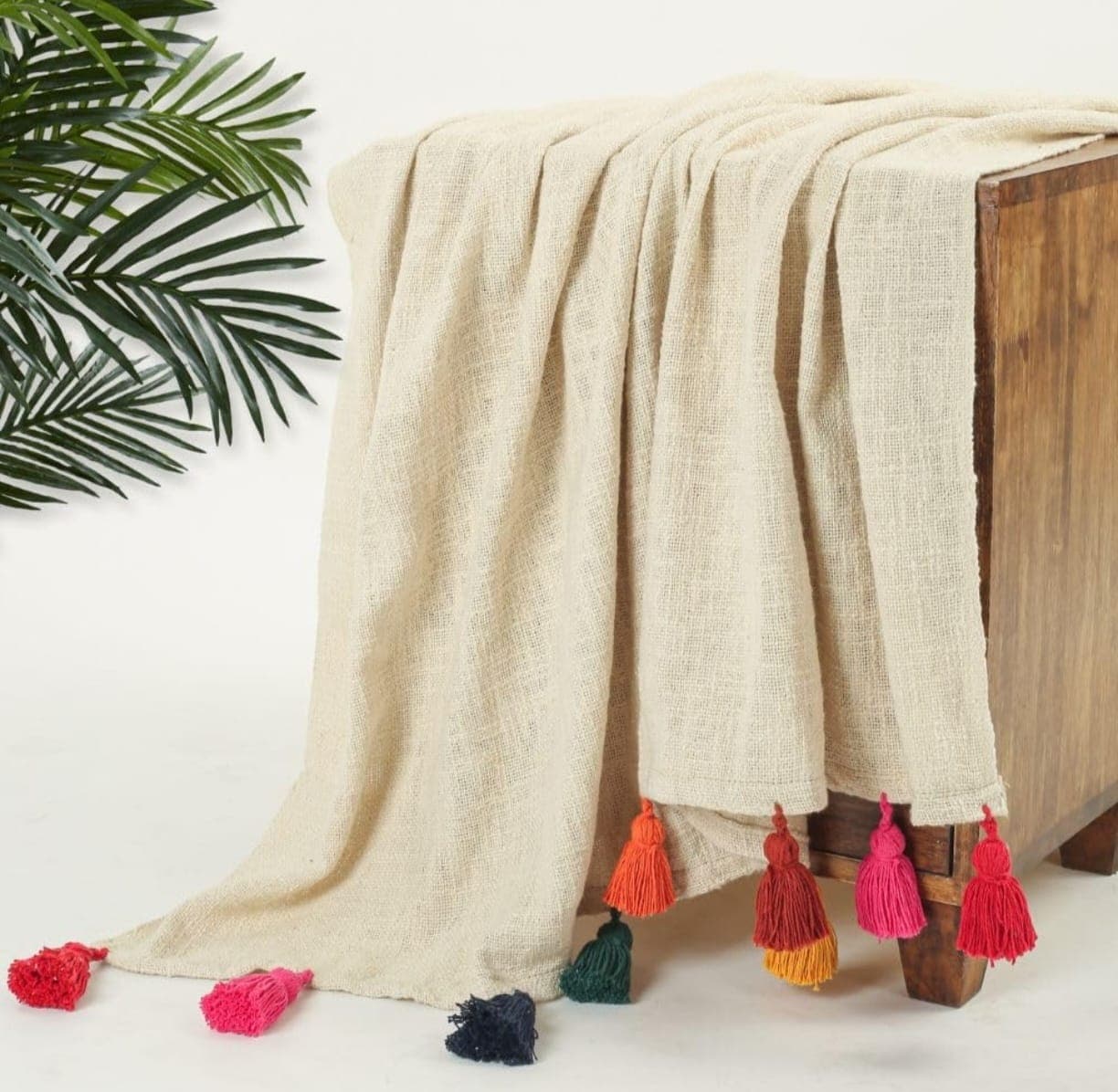 Mirage 100% Cotton Throw Blanket with Multicolor Tassels – Soft Decorative Sofa, Bed & Couch Blanket (Multicolour) daily… — thumbnail 3 of 6