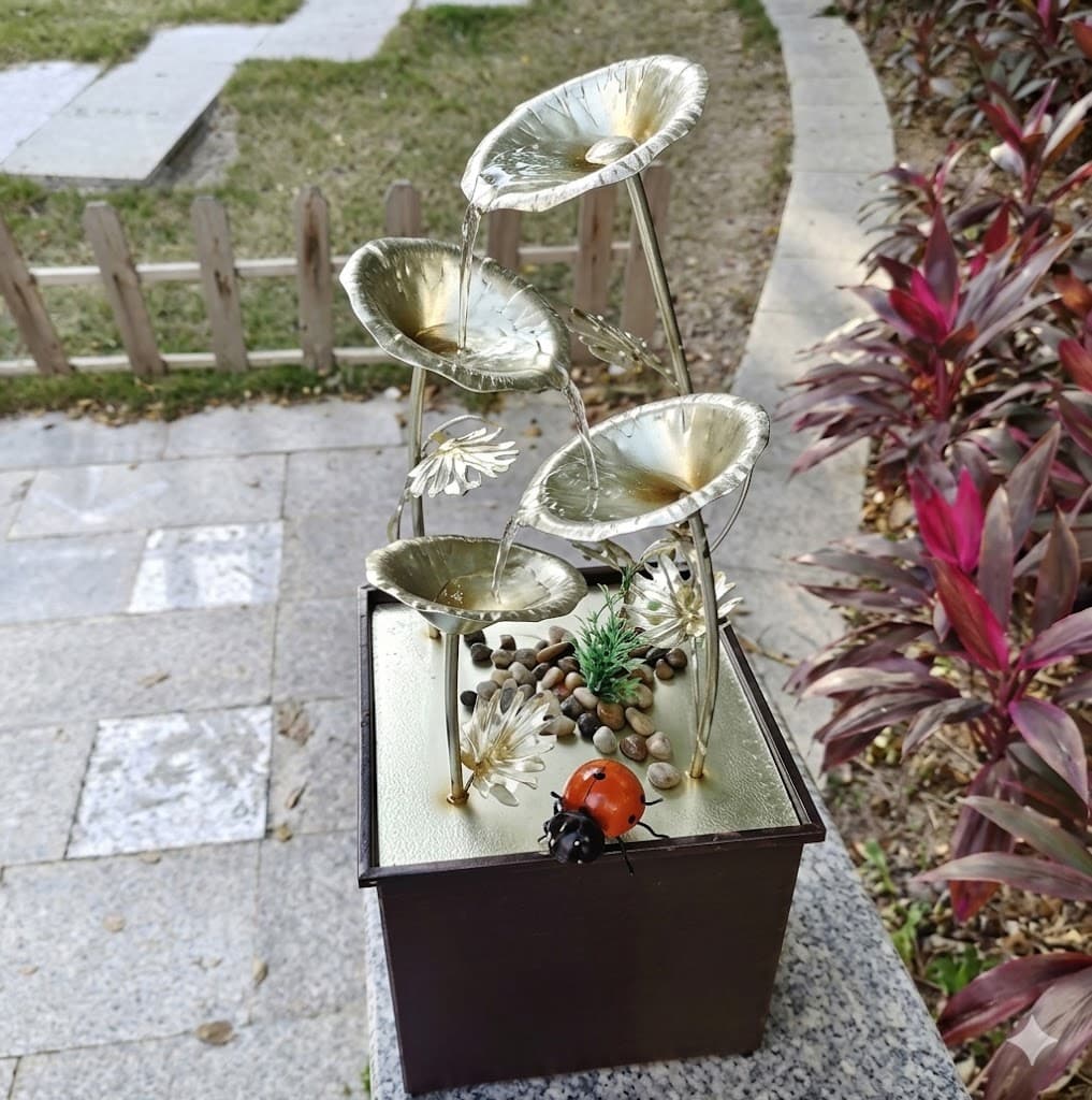 Senwell Metal Water Fountain Silver 70cm | Decorative Indoor Outdoor Fountain LR20017