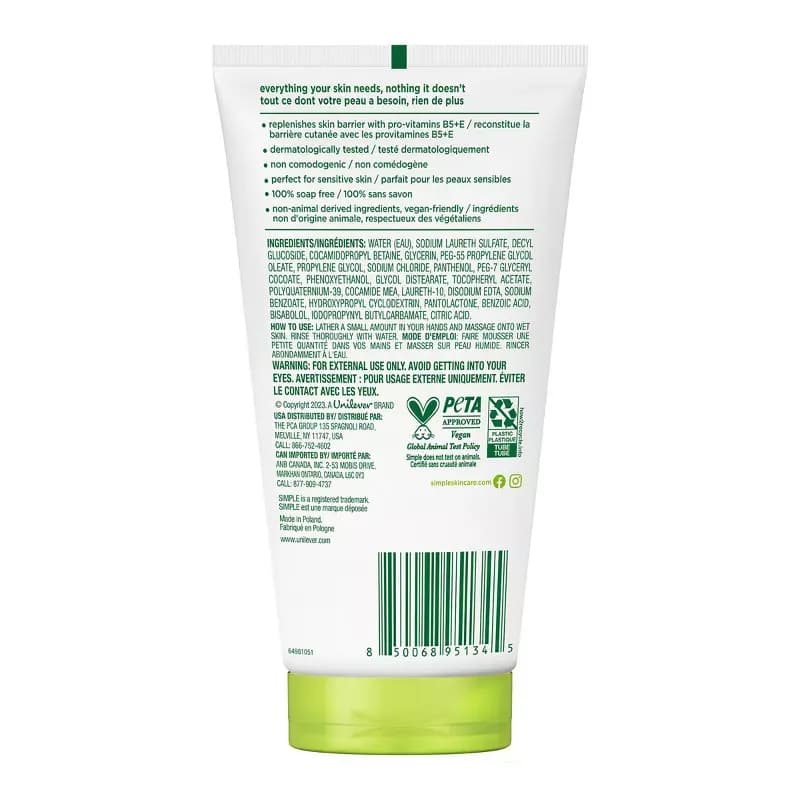 Simple Simple Moisturising Facial Wash 150ml daily essentials & lifestyle — thumbnail 2 of 2