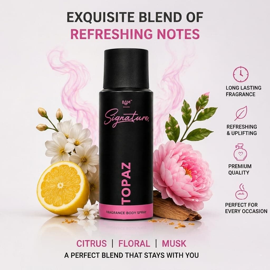 Signature SIGNATURE TOPAZ Deodorant Spray for Women 150ML | Long Lasting Floral Fruity Body Spray | Raspberry, Jasmine,… — thumbnail 3 of 8