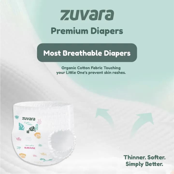 Zuvara Zuvara Premium Diaper Pants M Size Pack of 70 for Babies pharmacy, fitness & surgical — thumbnail 2 of 5