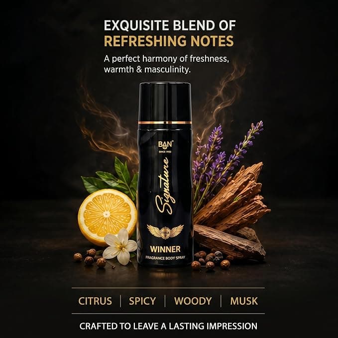 Signature SIGNATURE WINNER Deodorant 150ML Unisex | Luxury Long Lasting Body Spray | Oriental Floral Fragrance | Black… — thumbnail 6 of 8