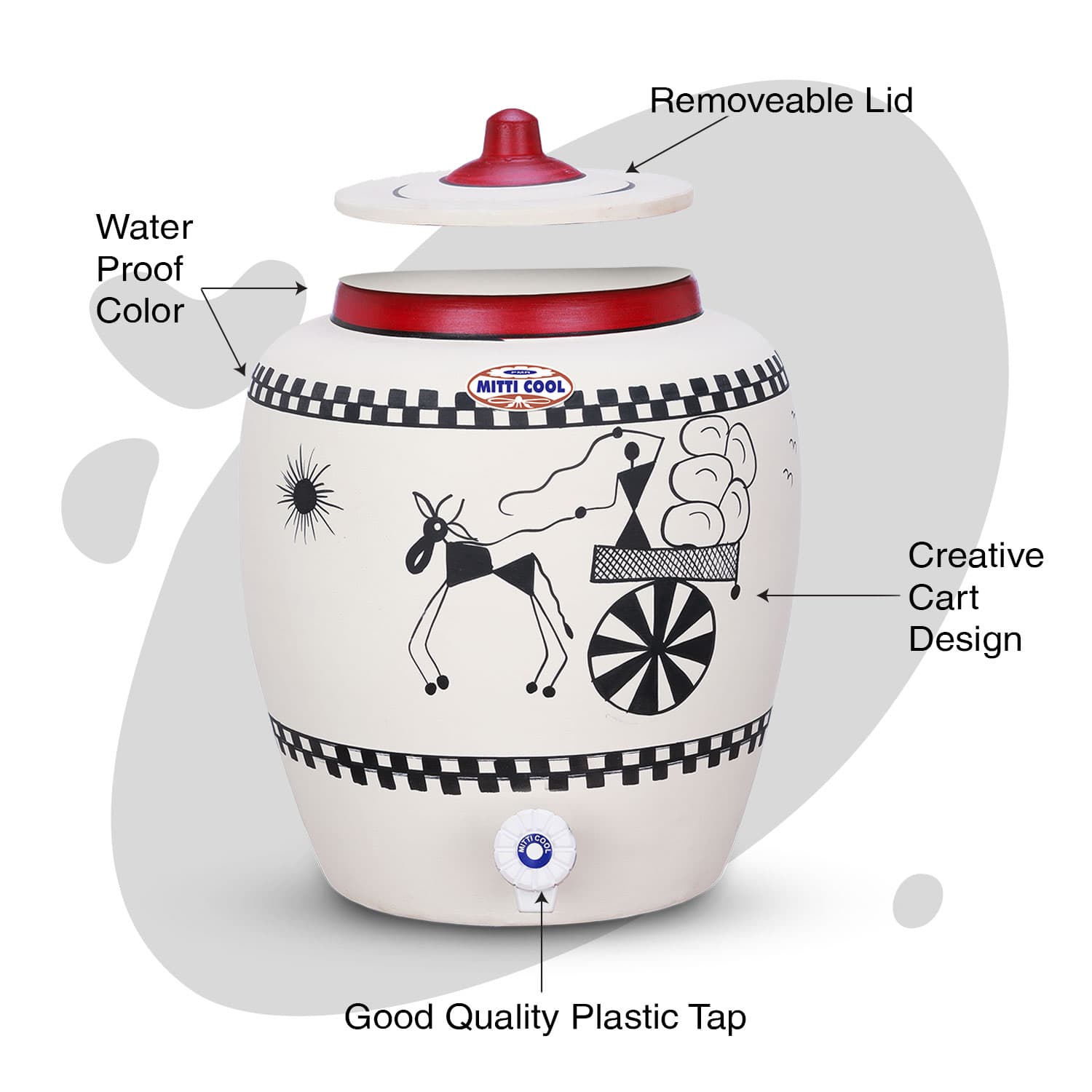 Mitti Cool Clay Water Pot Cart 11 Litre – Natural Earthen Water Cooler daily essentials & lifestyle — thumbnail 4 of 4