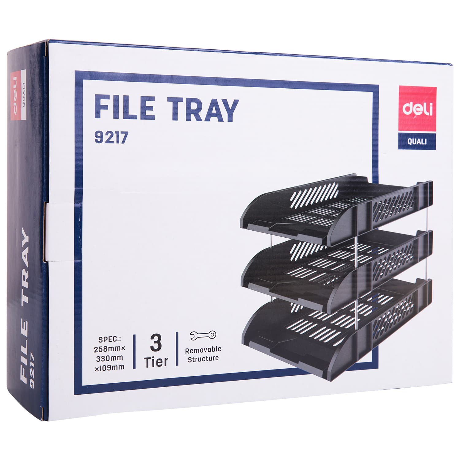 Deli Deli-E9217 File Tray – 3 Tier Plastic Document Organizer for Office & Home stationary, toys & sports — thumbnail 2 of 4