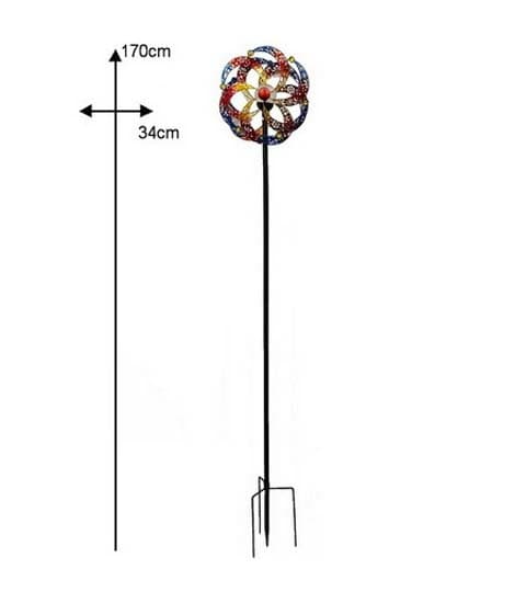 Senwell Metal Wind Spinner Solar Light with Glass Ball – Outdoor Garden Decor #118
