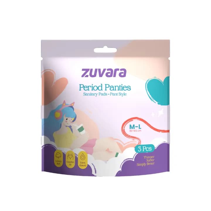 Zuvara Disposable Sanitary Period Panties M-L (3 Pcs) Leak Protection Underwear