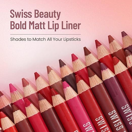 Swiss Beauty Swiss Beauty Bold Matte Lipliner Pack of 12 Pcs | Long-Lasting Waterproof Lip Pencil Set daily essentials &… — thumbnail 3 of 7