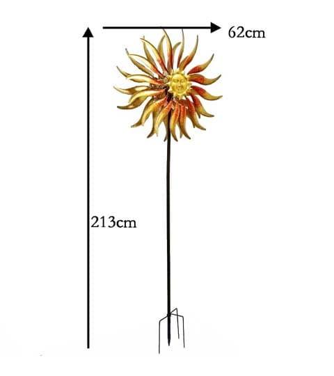 Senwell Senwell Sun Face Spinner with LED Solar Light – 360° Rotating Garden Wind Spinner W-G220133 home decor — thumbnail 3 of 3