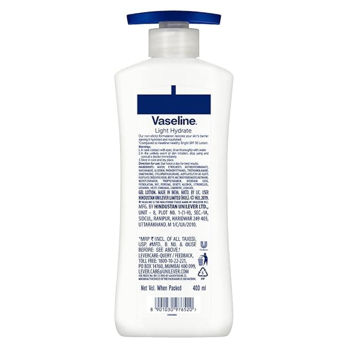 No Brand Vaseline Light Hydrate Serum In Lotion 400 ml | Superlight, Fast-Absorbing & Non-Sticky Body Moisturizer for Deep… — thumbnail 5 of 5