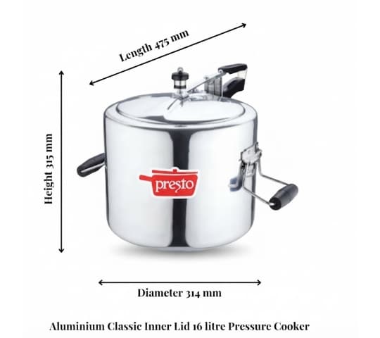 Presto Presto Aluminium Classic Inner Lid Pressure Cooker 16 Litre – Heavy Duty Cooker for Large Families & Commercial… — thumbnail 2 of 2